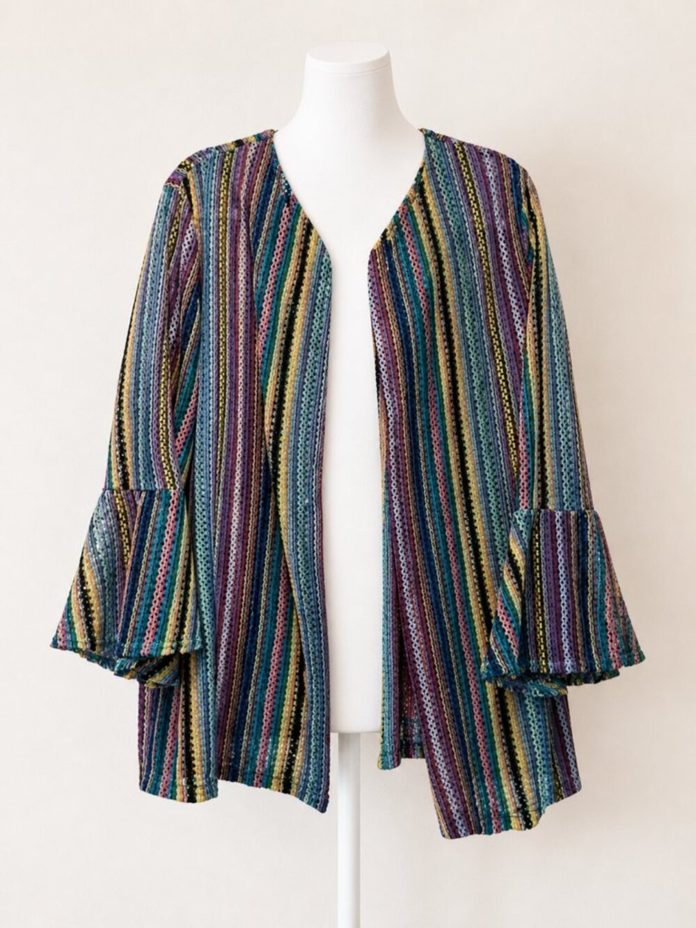 Travel Elements Crochet Cardigan - Size XL